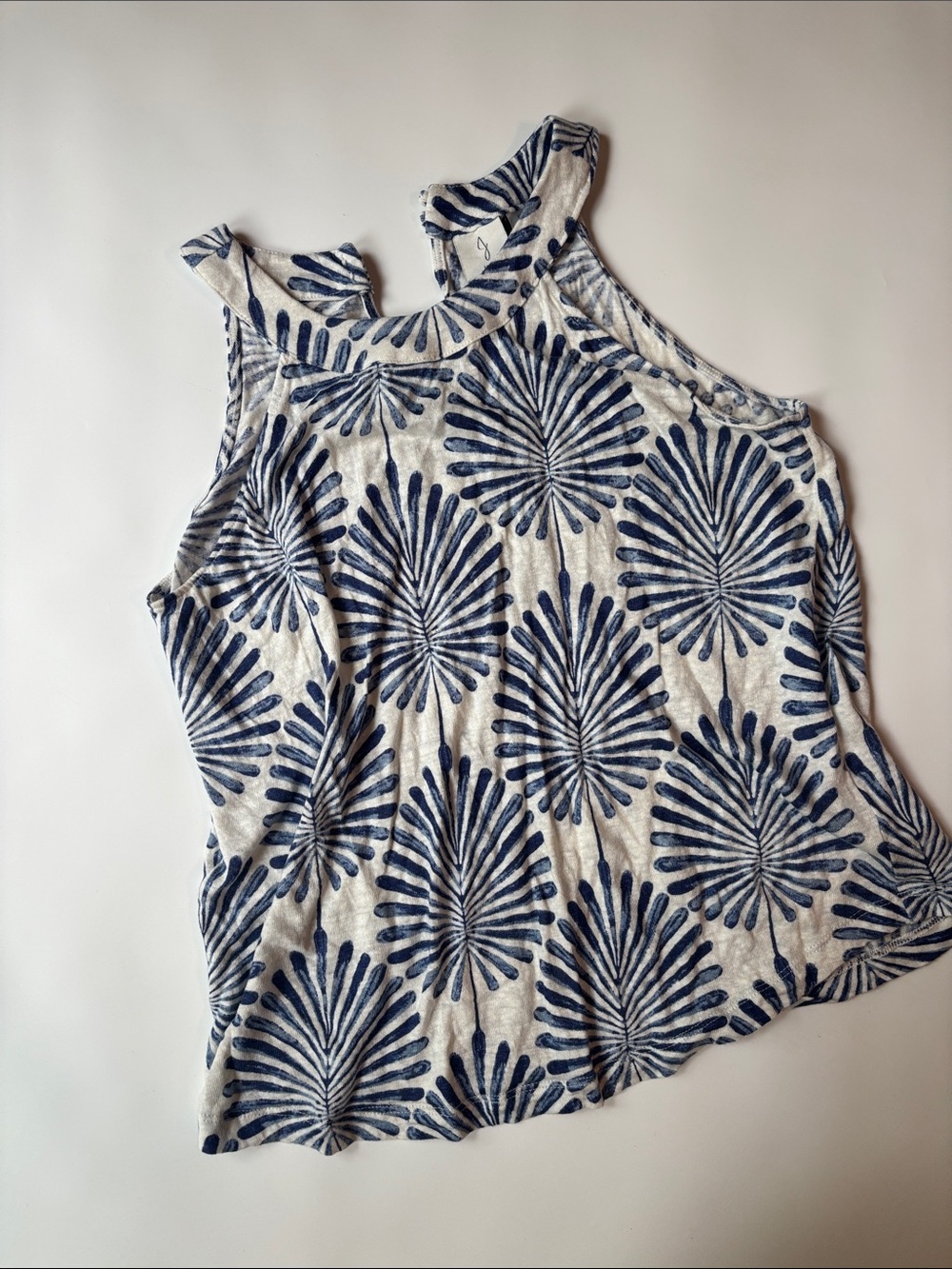 Joie Navy and Cream Radiant-Print Tank